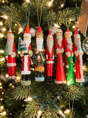 Vintage blowmold plastic festive pencil Santas unique 
Vintage charm!